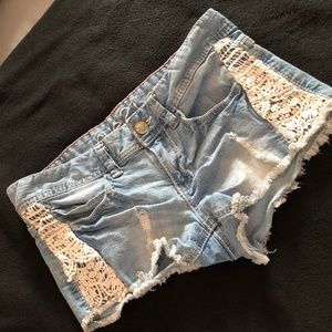 Rue21 Crocheted Light Blue Ripped Shorts